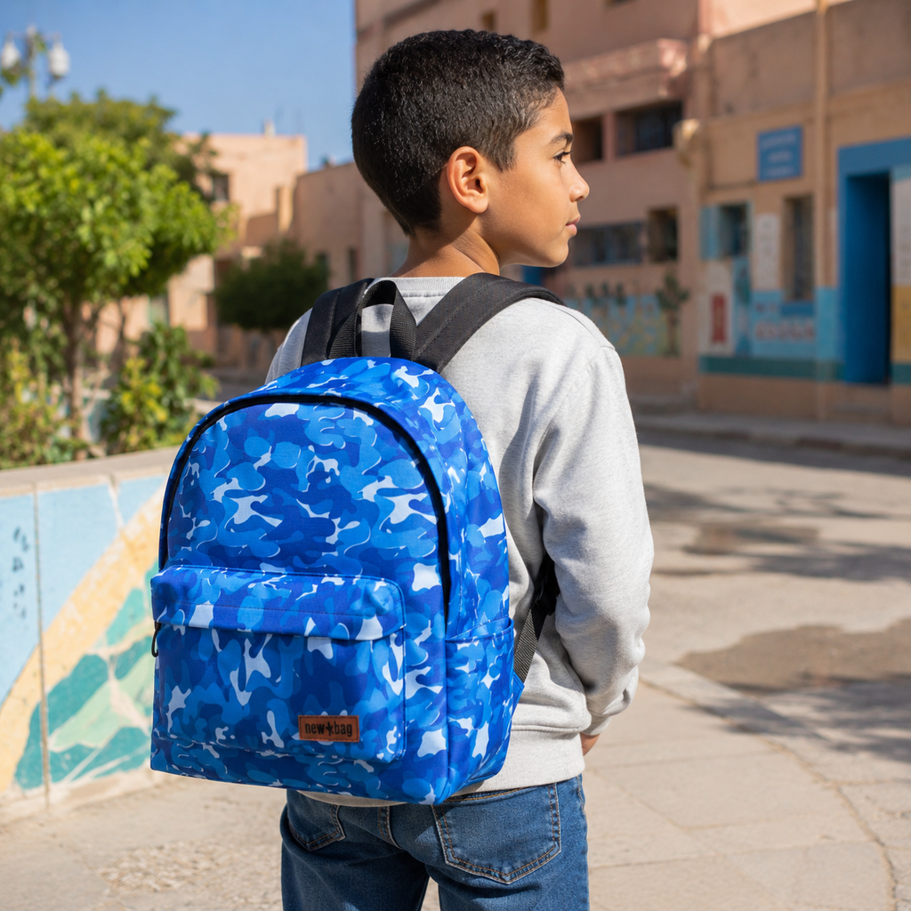 Sac à dos camouflage bleu – vue produit de face