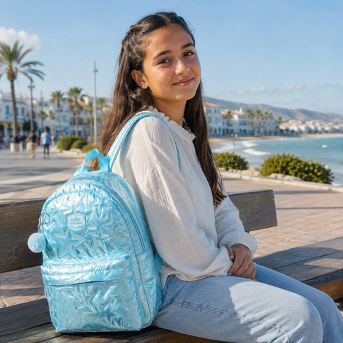 Sac à dos étoiles brillant – 3 couleurs bleu vert rose