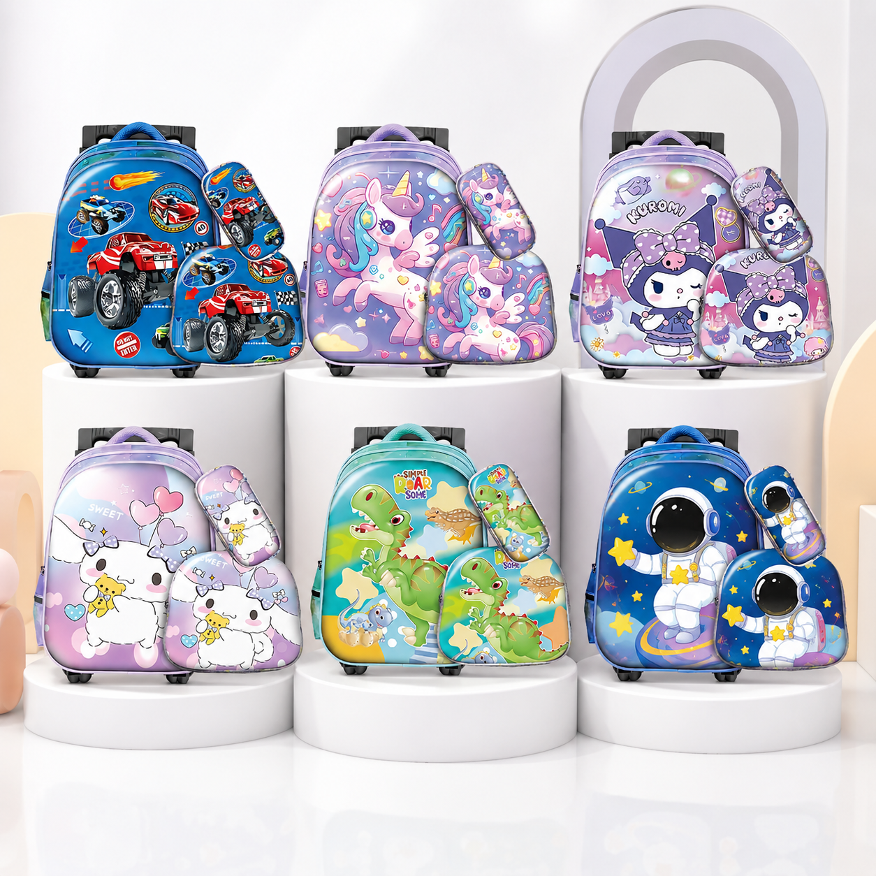Pack Scolaire 3 Pièces Premium – Cartable à Roulettes Trolley