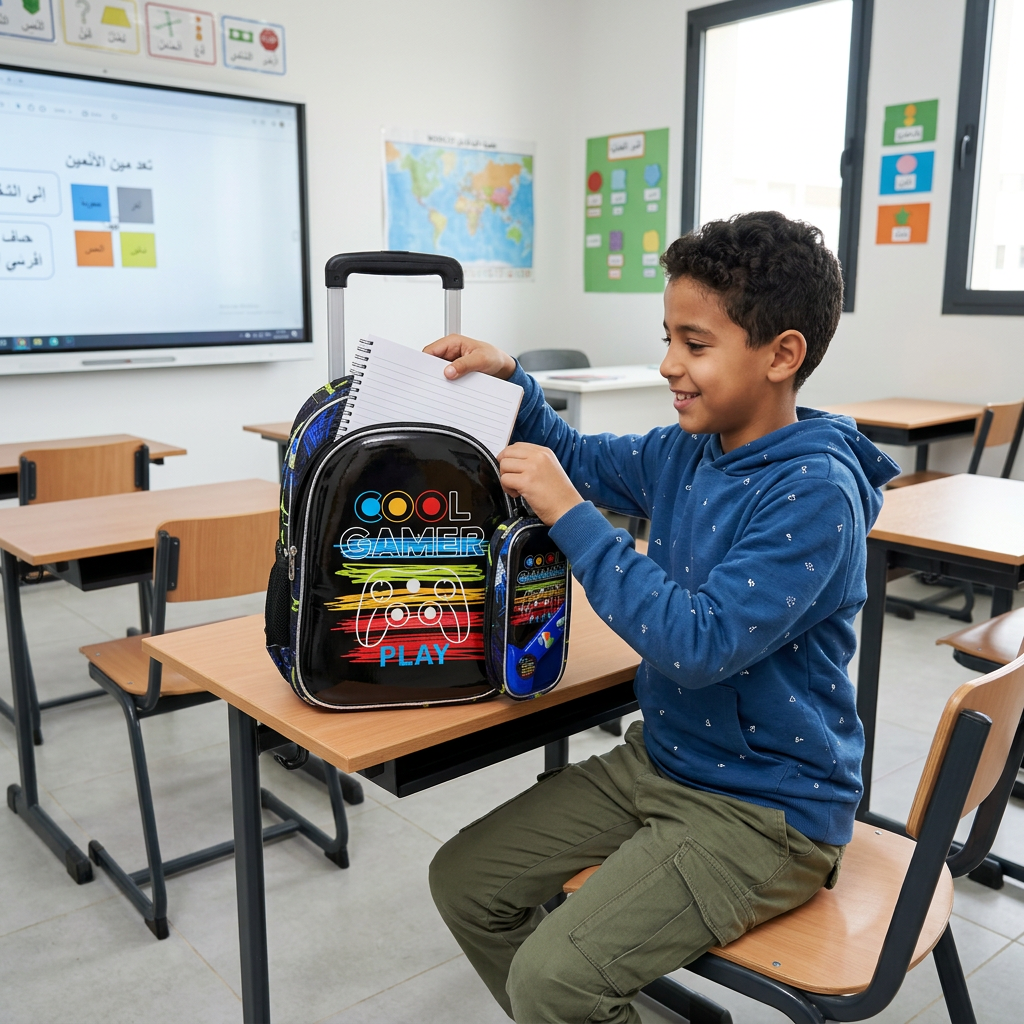 Pack Scolaire 3 Pièces Premium – Cartable à Roulettes Trolley 3D