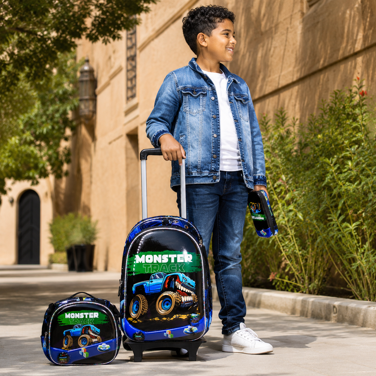 Pack Scolaire 3 Pièces Premium – Cartable à Roulettes Trolley 3D